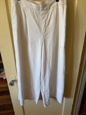 Banana Republic White Linen/Rayon Wide Leg Culotte Pants NWOT M (10)